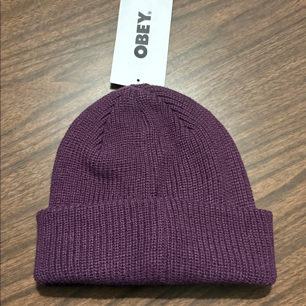 NEW Obey Purple Knit Cuff Future Beanie Hat Wineberry NWT